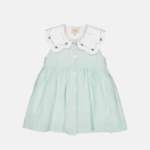NWOT KIDIWI embroidered seersucker dress in green Size: 3A US 3T